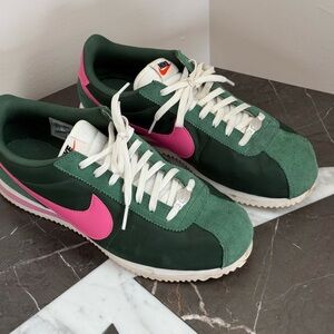 Nike Green and Pink Retro Runner Sneakers Air Cortez
